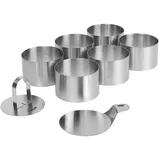 STONELINE STONELINE® Dessertringe Speiseringe Set, 8-teilig, Edelstahl, 6 Ringe, 1 Heber, 1 Stempel, rund