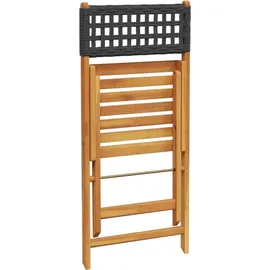 vidaXL 3-tlg. Bistro-Set Schwarz Poly Rattan und Massivholz