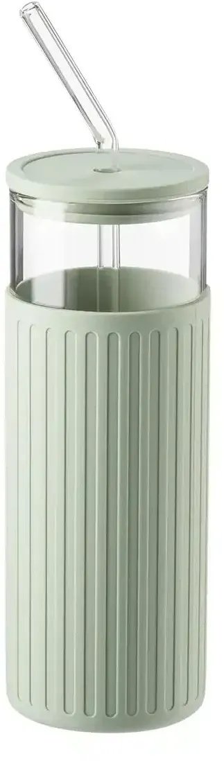 for friends ToGo-Becher   , grün , Glas,Silikon , Maße (cm): H: 18,7  Ø: 7