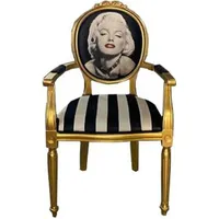 Casa Padrino Barock Esszimmerstuhl Marilyn Monroe Schwarz / Weiß