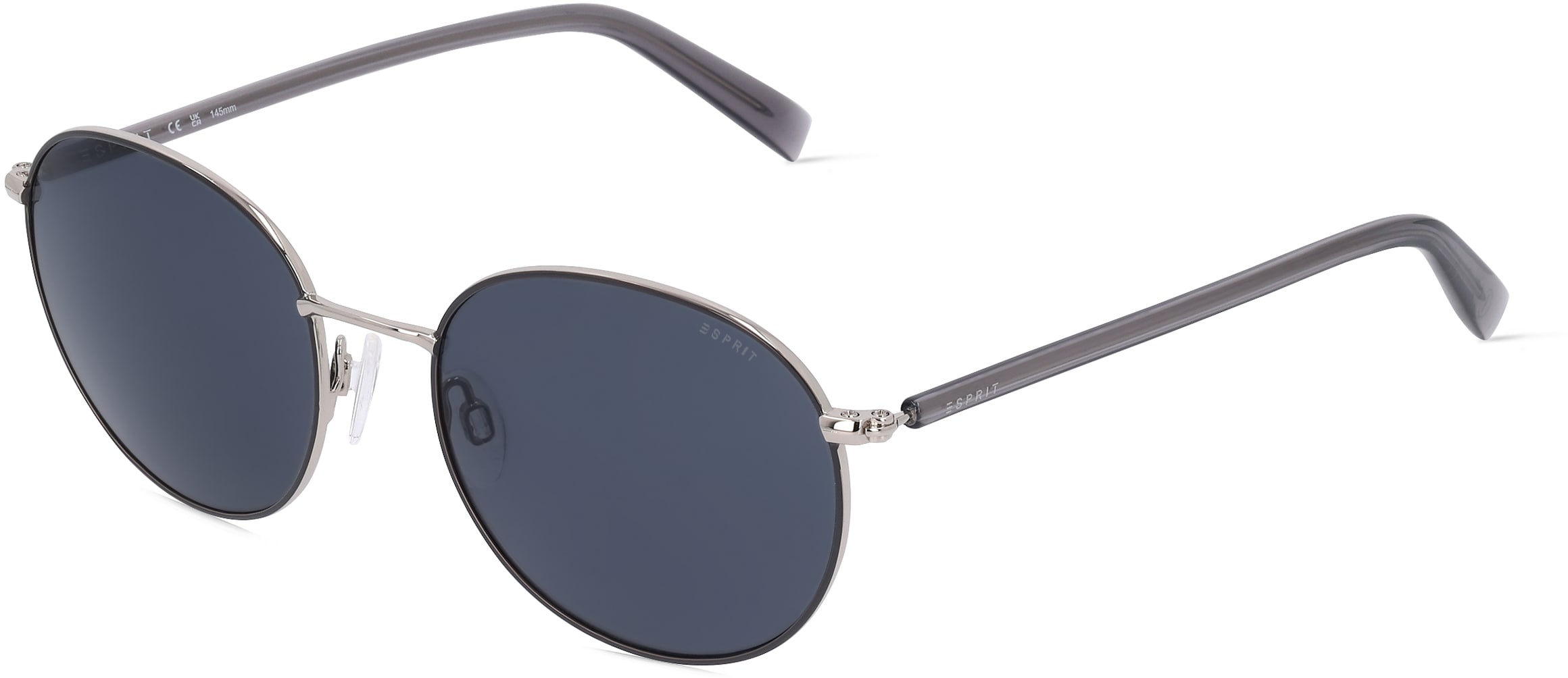 Esprit 40042 Damen-Sonnenbrille Vollrand Rund Metall-Gestell, grau