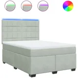 vidaXL Boxspringbett mit Matratze Hellgrau 160x200 cm Samt