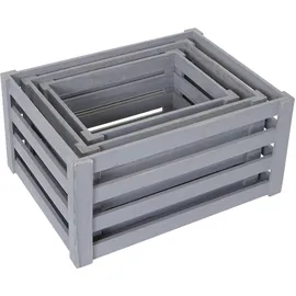 Mendler Holzkiste 3er Set grau