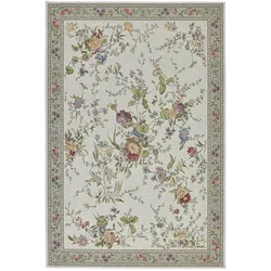 Teppich THEKO "Flomi Sagrini", grün (mint), B:200cm H:4mm L:290cm, Kunstfaser, Baumwolle, Teppiche, Flachgewebe, Pastell-Farben, Blumen Design