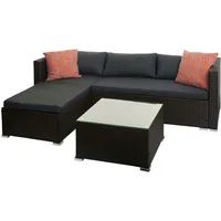 Mendler Poly-Rattan Garnitur HWC-F57, Balkon-/Garten-/Lounge-Set Sofa Sitzgruppe ~ braun,