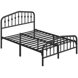 Yaheetech Metallbett 90-160cm (B), Bettrahmen Vintage Bettgestell mit kronenförmigem Kopfteil schwarz 140 cm x 200 cm