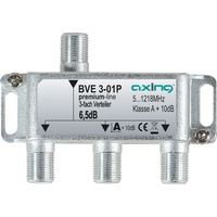 Axing BVE 3-01P 3-fach Verteiler Kabelfernsehen CATV Multimedia DVB-T2 Klasse A+, 10dB, 5-1218 MHz metall