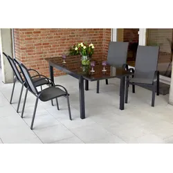 MERXX Gartenmöbelset »Amalfi«, 5-tlg., stapelbar/ausziehbar, Aluminium/Textil - grau