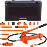 SucceBuy 4-Tonnen-Porta-Power-Kit, tragbarer hydraulischer Wagenheber mit 3,9 ft/1,2 m Ölschlauch, Karosserierahmen-Reparaturset mit Aufbewahrungs...
