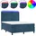 vidaXL Boxspringbett mit Matratze & LED Dunkelblau 140x200 cm Samt