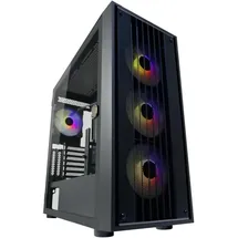 LC-POWER Gaming-Gehäuse Gaming 804B Obsession_X – ATX-Midi-Tower, Mesh-Frontpanel, 4x 120mm ARGB-Lüfter, USB-C, Hartglas-Seitenteil, 12 Lüfter erweiterbar, 4 HDD/SSD-Slots