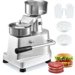 VEVOR Kommerzieller Burger-Patty-Maker, 10 cm Hamburger-Rindfleisch-Patty-Maker, robuste, lebensmittelechte Edelstahlschüssel-Burgerpresse, Küchen-Fleischformmaschine mit 1000 Stück Patty-Papi