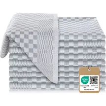 Vaily Premium Geschirrtücher 10er Pack - Trockentücher aus 100% Baumwolle super Saugstark- - 70 x 45 cm Grau - Grau