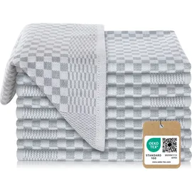Vaily Premium Geschirrtücher 10er Pack - Trockentücher aus 100% Baumwolle super Saugstark- - 70 x 45 cm Grau - Grau