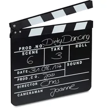 Relaxdays Filmklappe Holz, Regieklappe, Synchronklappe, Clapperboard, beschriftbar, Deko, H x B: 26 x 30 cm, schwarz, Holzwerkstoff, 30x26x1.5 Dekoration