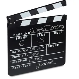 Relaxdays Filmklappe Holz, Regieklappe, Synchronklappe, Clapperboard, beschriftbar, Deko, H x B: 26 x 30 cm, schwarz, Holzwerkstoff, 30x26x1.5 Dekoration