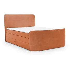 Fun Möbel Boxspringbett Schlafzimmerbett BODY 160x200cm in Stoff Rostbraun inkl. Bettkasten