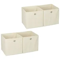 Relaxdays 4 x Aufbewahrungsbox Stoff, beige