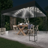 Ankonbej Pavillon mit LED-Lichterkette 3x3 m Anthrazit Stoff