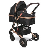 Lorelli Kinderwagen Alba 2 in 1 Sportsitz Babywanne Gummireifen, einstellbar schwarz gold