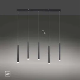 just light. LED-Pendelleuchte BRUNO fünfflammig, schwarz