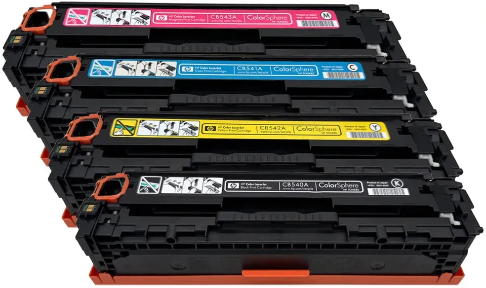 4 x Original HP Toner Multipack (CB540A CB541A CB542A CB543A)  für ca. 6.400 Seiten für  HP Color LaserJet CP1215 und CP1510 Serien