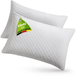 Juskys Kissen 40x60 cm für Bett - 2er Set Kopfkissen mit Memory-Foam Füllung - Weiß