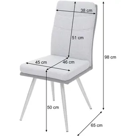Mendler Einzelst�ck | 2er-Set Esszimmerstuhl HWC-G54, Küchenstuhl Stuhl, Textil/Kunstleder Edelstahl gebürstet grau