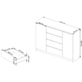 Akord K140 138 x 99 x 40 cm Weiß / Graphitgrau