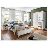 Schlafzimmerset in Weiß Kiefer teilmassiv Landhausstil (fünfteilig) - 2 Jahre Gewährleistung - mind. 14 Tage Rückgaberecht