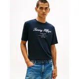 Tommy Hilfiger T-Shirt SCRIPT LOGO TEE mit aufgesticktem Logo blau M (48)