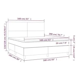 vidaXL Boxspringbett mit Matratze & LED Taupe 160x200 cm Stoff