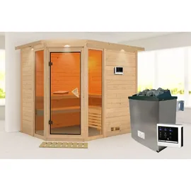 Karibu Sinai 3 inkl. 9 kW Ofen + Steuergerät Easy Finnisch + Dachkranz