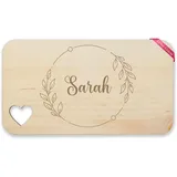 Holz Herz - Name - Geschenk mit Namen personalisiertes Frühstücksbrettchen I - 22,5x12,5 - Holz - personalisierte geschenke holzbrettchen zum gravieren ohne hier krümelt holzbrett