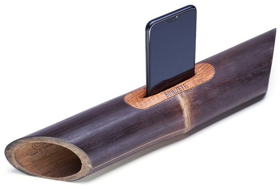 Bonizetti Lautsprecher (Musikbox, Smartphone-Lautsprecher, Naturmaterialien, Handy-Verstärker) schwarz