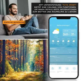 Brandson Funk-Wetterstation mit Außensensor, App-Anbindung, Barometer, Prognose, UV, Mondphasen, Wecker