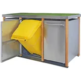 Mülltonnenverkleidung Typ-LW, 2x 240l + 1x 120l, Türfarbe Edelstahl