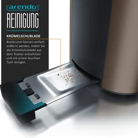 Arendo Toaster für 4 Scheiben, 1500W, Langschlitz, Brötchenaufsatz, Wärmeisoliert, Display, bronze