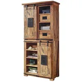 Livetastic Mehrzweckschrank, Natur, Metall, Mangoholz, massiv, 6 Fächer, 2 Schubladen, 80x175x45 cm, stehend, Schlafzimmer, Kleiderschränke, Mehrzweckschränke