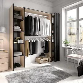 Dmora Kleiderschrank Manaslu 180 x 50 x 205 cm Eiche/Grau