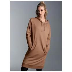 Sweatkleid TRIGEMA "TRIGEMA Sweatkleid in kuscheliger Sweat-Qualität", Damen, Gr. XL, US-Größen, braun (haselnuss), 50% Baumwolle, 50% Polyester, casual, Kleider