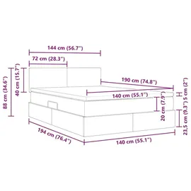 vidaXL Bett 140 x 190 cm Hellgrau
