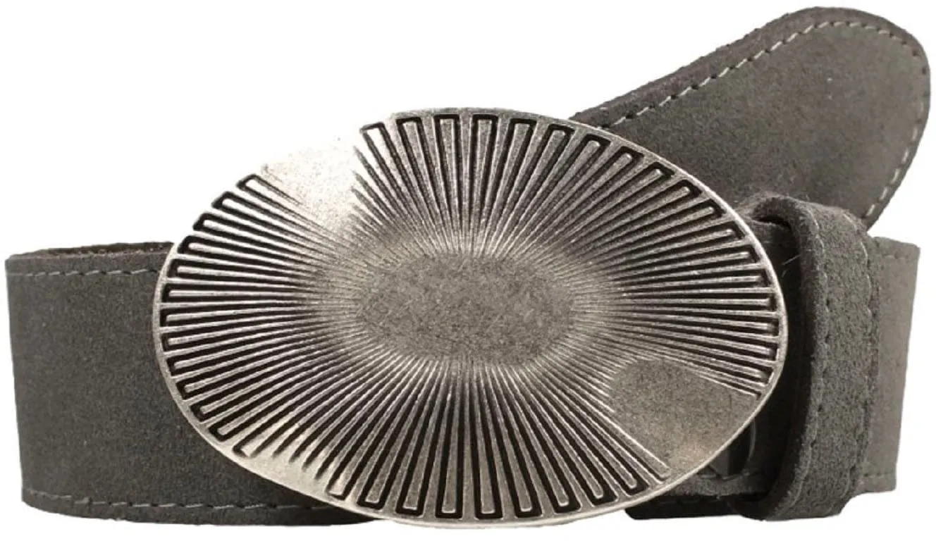 Ledergürtel, mit austauschbarer Schließe »Strahlen Unendlich Silber«, 4cm, Gr. 100, dunkelgrau, , 37588217-100