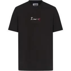 EA7 Unisex. 7X000032_AF13243 Ti amo Kurzarm-T-Shirt schwarz (S), Lässig, Baumwolle