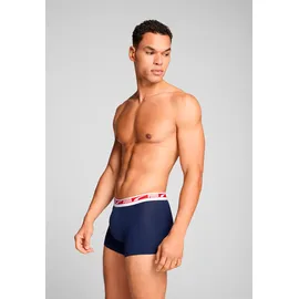 Puma Boxershorts PUMA "PUMA MEN EVERYDAY MULTI LOGO BOXERS 2P", Herren, Gr. S, blau (navy combo), Single Jersey, Obermaterial: 95% Baumwolle, 5% Elasthan, körpernah, Unterhosen, Komfortabler Logobund