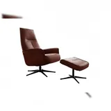 KAWOLA Relaxsessel JOSIANE Drehsessel Lederfaserstoff cognac mit Hocker
