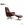 KAWOLA Relaxsessel JOSIANE Drehsessel Lederfaserstoff cognac mit Hocker