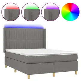 vidaXL Boxspringbett 140 x 200 cm Dunkelgrau