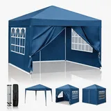 BreezTerra Pavillon 3x3 m,Faltpavillon Wasserdicht Windfest UV 50+ Sonnenschutz, mit 4 Seitenwände,Höhenverstellbare, Stabil Gartenzelt Partyzelt für Garten, Party, Terrasse,Camping,Blau