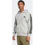 adidas Herren Kapuzensweat Essentials 3-Streifen, Größe XXL in Silber MGREYH/BLACK
